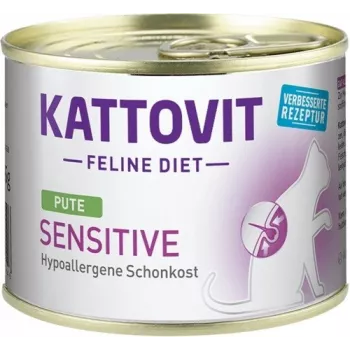 KATTOVIT Sensitive Turkey - šlapias kačių ėdalas - 185g