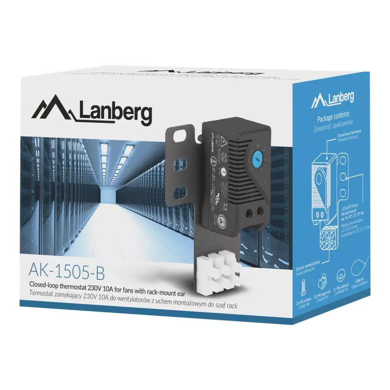 Lanberg AK-1505-B 10 A termostatas rack spintoms, juodas