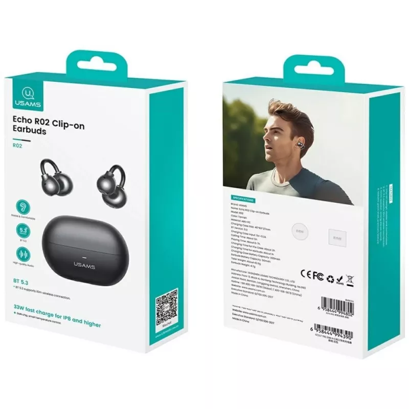 Bluetooth ausinės R02 Clip-on pilkos