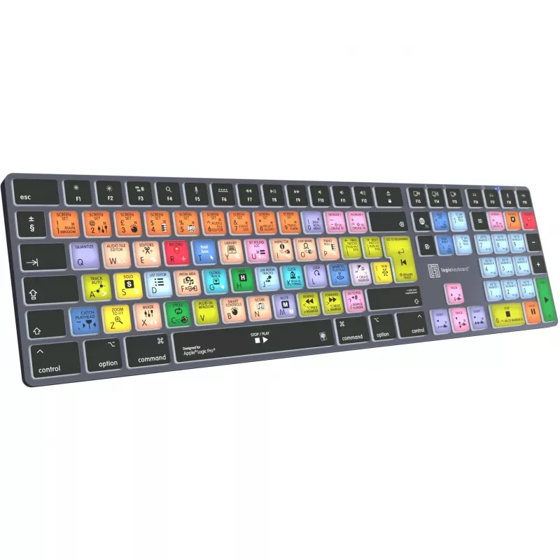 Klaviatūra LogicKeyboard Apple Logic Pro X2 Titan DE Mac — LKB-LOGXP2-TM-DE, vokiškas išdėstymas