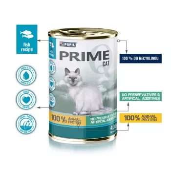 PUPIL Prime Rich in salmon with trout - šlapias kačių ėdalas - 400g