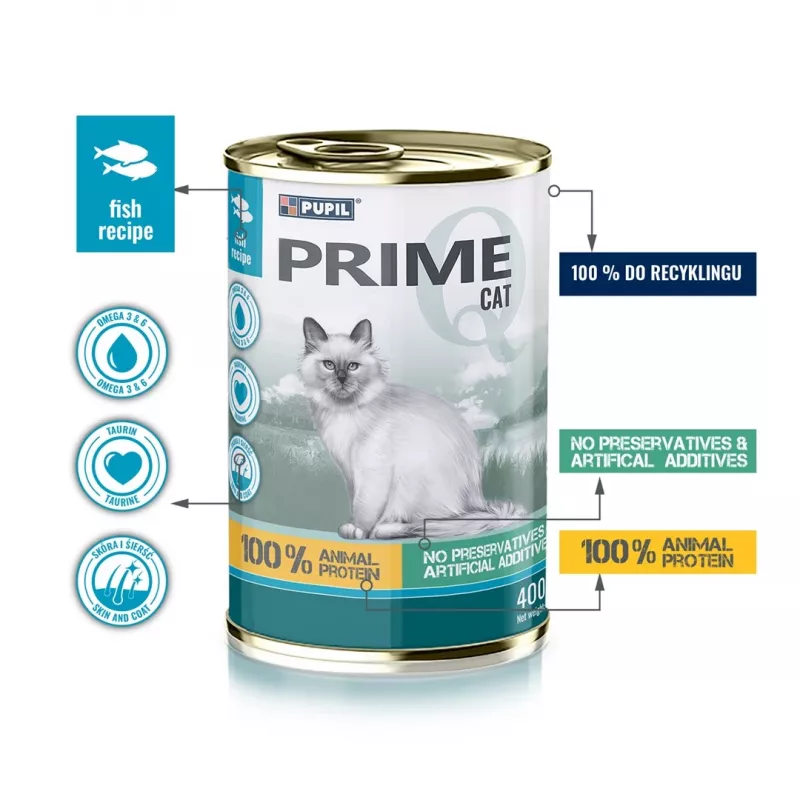 PUPIL Prime Rich in salmon with trout - šlapias kačių ėdalas - 400g