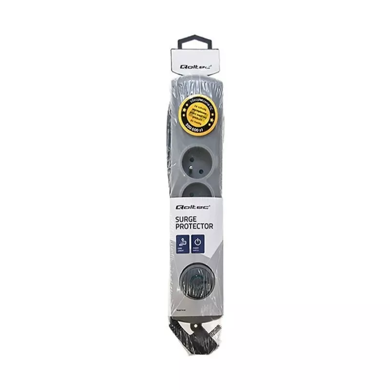 Qoltec 50164 apsauginis filtras su 4 kištukiniais lizdais, 2,5 m kabeliu