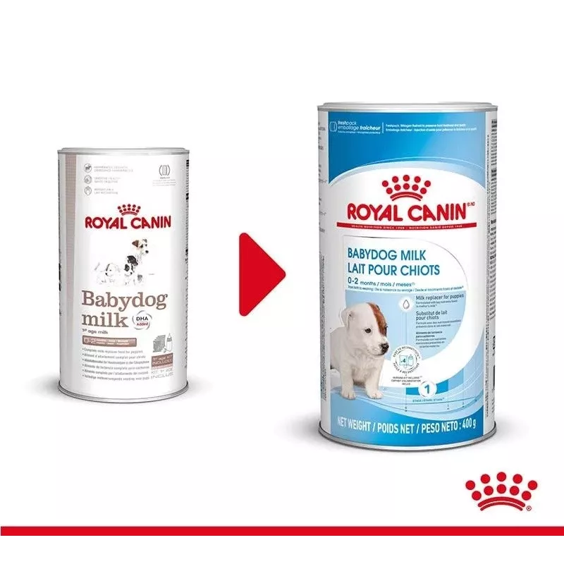 Pieno milteliai šuniukams Royal Canin Babydog Milk 400 g – paukštienos skonis, 33% baltymų, 39% riebalų, vitaminai ir mineralai