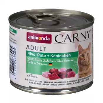 ANIMONDA Carny Adult jautiena, kalakutiena ir triušiena – šlapias kačių ėdalas – 200 g