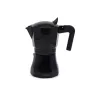 Moka puodas Maestro MR-1658-3 – aliumininis kavos virimo aparatas viryklei, 3 puodeliai (0,15 L), juodas, su vyriais dangteliu