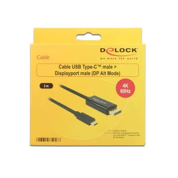 DeLOCK 85256 vaizdo kabelio adapteris 2 m USB Type-C – DisplayPort juodas