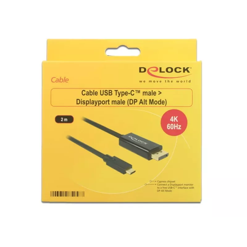 DeLOCK 85256 vaizdo kabelio adapteris 2 m USB Type-C – DisplayPort juodas