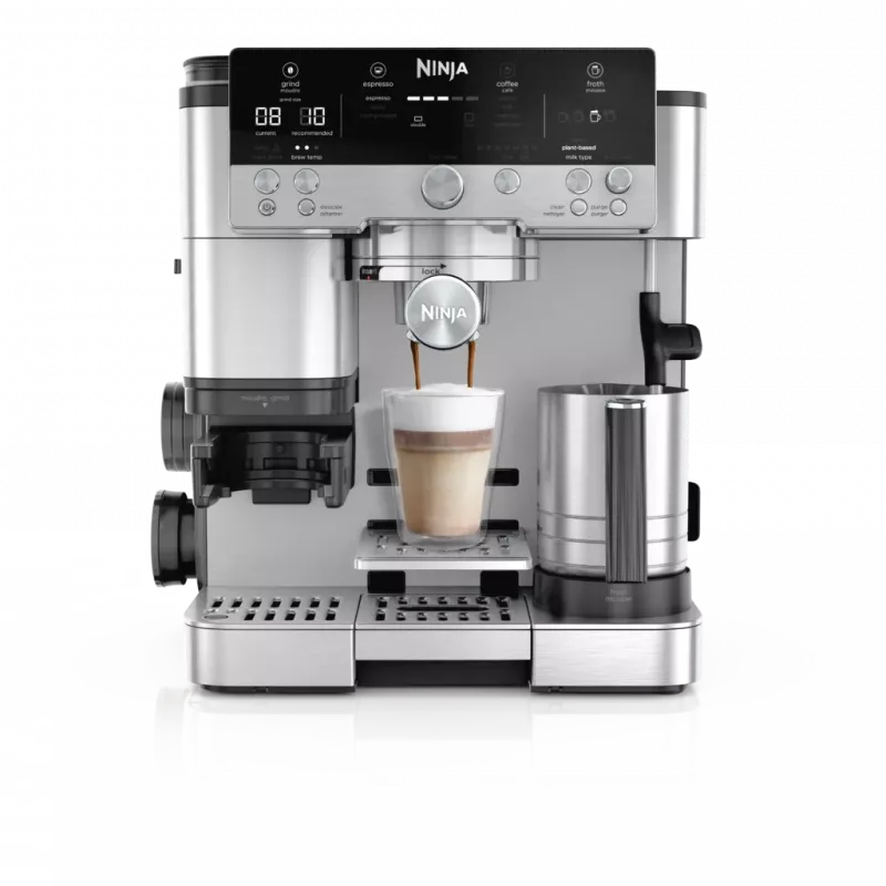 Espresso aparatas Ninja ES601EU – 2 L vandens bakas, 1 puodelio talpa, juoda/nerūdijantis plienas