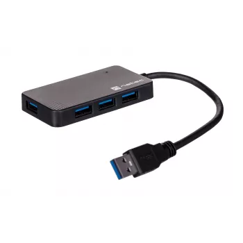USB stotelė NATEC Moth 4 prievadų USB 3.2 Gen 1 Type-A (5000 Mbit/s), maitinama per USB, juoda, 0,15 m laidas