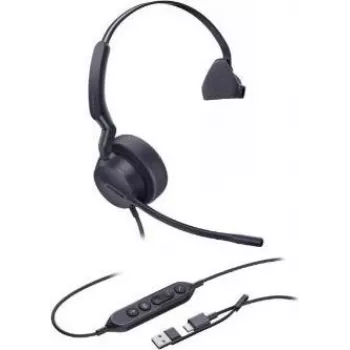 Yealink UH42 Mono 1308240 ausinės – USB-C/USB-A – monauralinės – triukšmo slopinimas – 35 mm garsiakalbis – plačiajuostis garsas – sukama ausinė – juodos