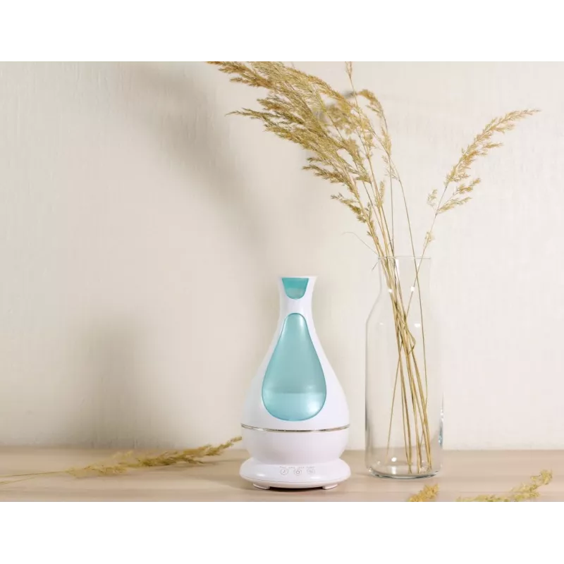 Minimu aromaterapijos difuzorius su LED apšvietimu, 400 ml, baltas