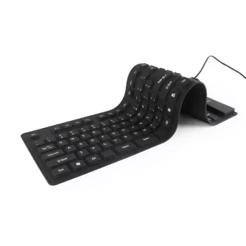 Silicone klaviatūra Gembird KB-109F-B juoda USB+PS/2