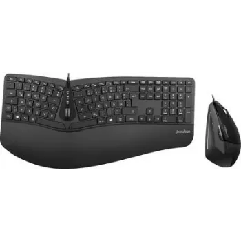 Perixx PERIDUO-505B, DE, klaviatūros ir pelės rinkinys, USB laidas, ergonomiškas, juodas (PERIDUO-505B)