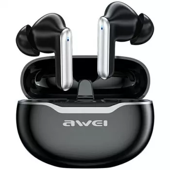 Awei T50 TWS belaidžiai ausinės Bluetooth 5.3 su įkrovimo dėklu / Juodos