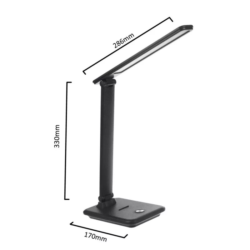 Stalinė LED lempa MACLEAN MCE614B – 9W, trijų spalvų temperatūrų, pritemdoma, juoda