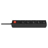 Maitinimo juosta SAVIO LZ-15 — 5 Schuko lizdai, universalus kištukas, 5 m laidas, 2500 W, 10 A, juoda