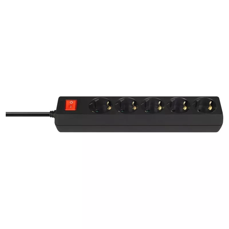 Maitinimo juosta SAVIO LZ-15 — 5 Schuko lizdai, universalus kištukas, 5 m laidas, 2500 W, 10 A, juoda