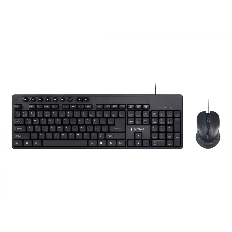 Pilno dydžio laidas klaviatūra Gembird KBS-UM-04 USB QWERTY JAV anglų su pele, juoda, 1.5 m laidas