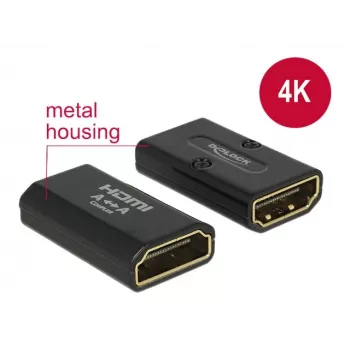 DELOCK Adapter High Speed HDMI mit Ethernet - HDMI-A Buchse > HDMI-A Buchse 4K Gender Changer schwarz