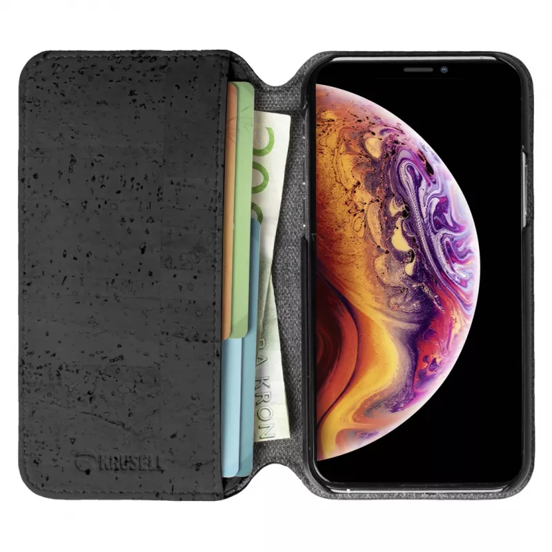 Krusell Birka 61806 PhoneWallet dėklas-piniginė, skirtas Apple iPhone 11 Pro Max, 16,5 cm (6,5 colio), juodas