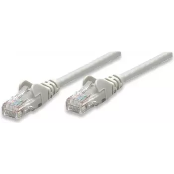 Intellinet tinklo jungiamasis kabelis, Cat5e, 1,5 m, pilkas, CCA, U/UTP, PVC, RJ45, paauksuoti kontaktai, be užkabinimo, su gaubtu, garantija visam laikui