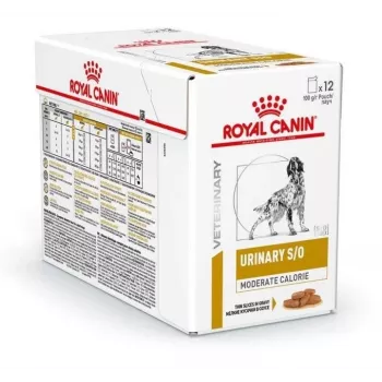 Šlapias šunų ėdalas Royal Canin Urinary S/O Moderate Calorie pakeliai 12 x 100 g, suaugusiems, 80% drėgmės, 8% baltymų