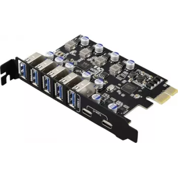 Renkforce RF-6613198 5+2 Port USB 3.2 Gen 1 valdiklio plokštė USB-A (USB 3.0), USB-C® (USB 3.2 Gen 1) PCIe x1