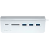 Satechie Type-C aliuminio USB centras ir kortelių skaitytuvas, sidabrinis, ST-TCHCRS