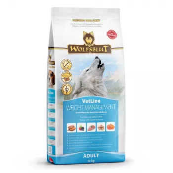 Sausas šunų ėdalas Wolfsblut VetLine Weight Management Turkey 12 kg, be grūdų, 22% baltymų, 8% riebalų