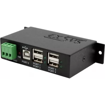 USB šakotuvas Exsys EX-1163HMS — 4 prievadai su 15 kV ESD apsauga, DIN bėgelio komplektas