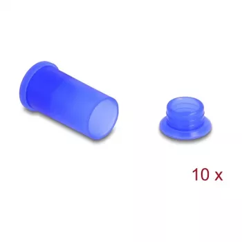 Dulkių dangtelis DELOCK 60672 DL4 lizdams, silikoninis, mėlynas, 14×27×14 mm, pakuotė po 10 vnt.
