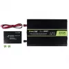 Inverteris Green Cell INV07, 12 V DC į 230 V AC, 300 W, gryna sinusinė banga, C tipo kištukas, juodas