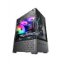 Mini bokso korpusas TACENS Mars Gaming MC-SE2 — Mini-ITX / Micro-ATX, juodas, šoninis langas, maitinimo šaltinis apačioje, palaiko 2x2,5 colio + 1x3,5 colio