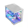 Korpusas MODECOM Volcano Panorama Midi Tower baltas – micro ATX, grūdintas stiklas, ARGB, USB-C, palaiko GPU iki 400 mm
