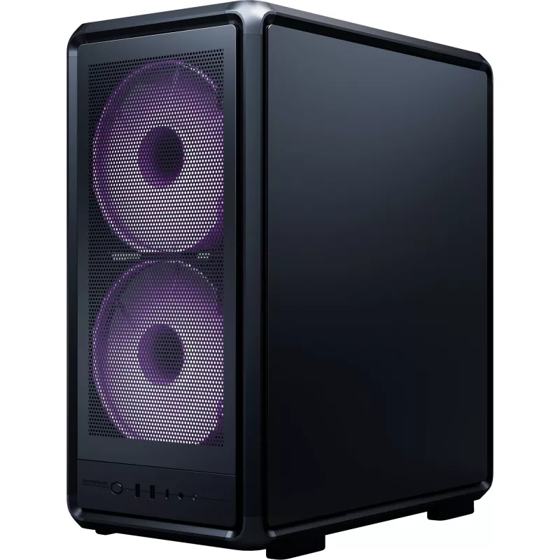 Korpusas PC Cooler Master MasterFrame 500 Mesh Midi Tower — Juodas su permatomu šonu, palaiko ATX/EATX, 2x200mm priekyje, 1x120mm gale