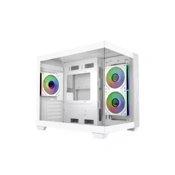 Cooler Master Elite 481 WOOD White, mATX, priekinis skydelis, 70° pilno vaizdo grūdintas stiklas