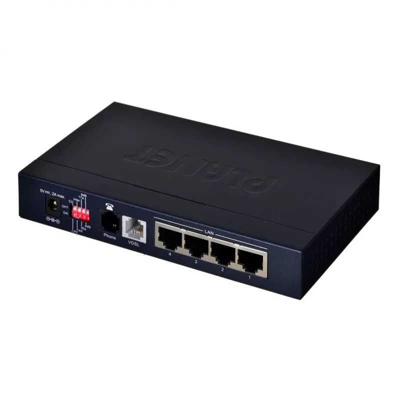 Tinklo tiltas PLANET VC-234 valdomas 4 prievadų Fast Ethernet (10/100) 1U stovo montavimui, DC įvadas, 0,8 Gbit/s perjungimo talpa
