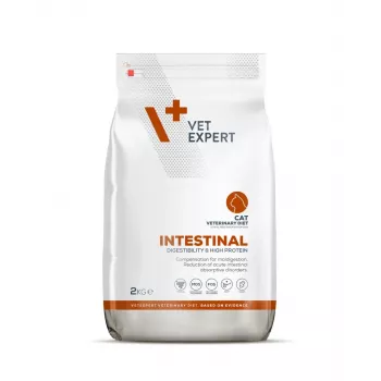 Sausas ėdalas VETEXPERT Veterinary Diet Intestinal katėms, 2 kg – paukštiena, 38% baltymų, 20% riebalų, be glitimo ir sojos