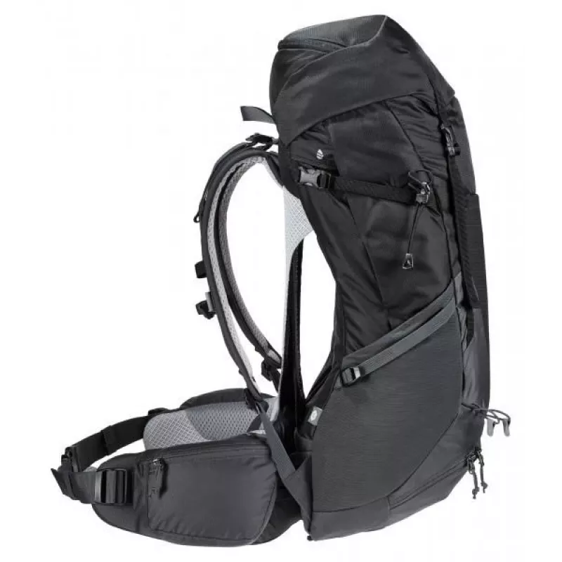 Kuprinė DEUTER Futura Pro 34 SL, moteriška žygių kuprinė, 34 L, 1,56 kg, ventiliacija, hidracija 3 L, laikiklis šalmui, vidinis plieninis rėmas