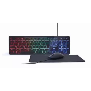 Pilno dydžio laidas klaviatūra su pele Gembird KBS-UML-01 — USB, QWERTY JAV, 104 klavišai, juoda