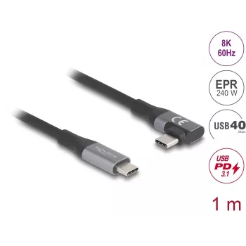 USB-C kabelis DeLOCK 81131 1 m USB-C juodas 40 Gbit/s
