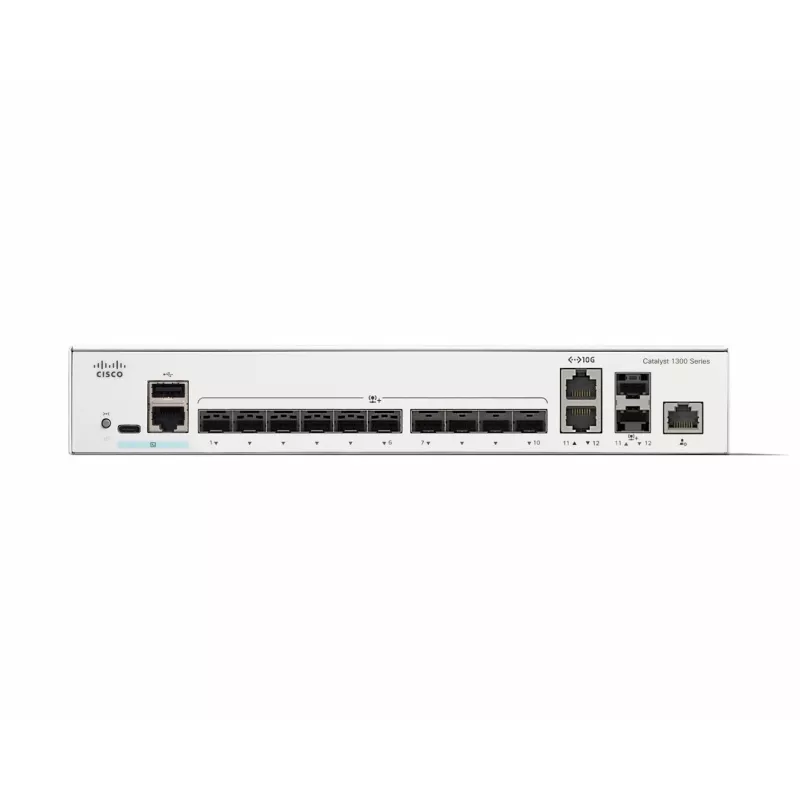 Tinklo jungiklis Cisco Catalyst C1300-12XS valdomas L2/L3, 12 x 10Gb SFP+, 240 Gbit/s, 16k MAC, montuojamas į stovą, pilka