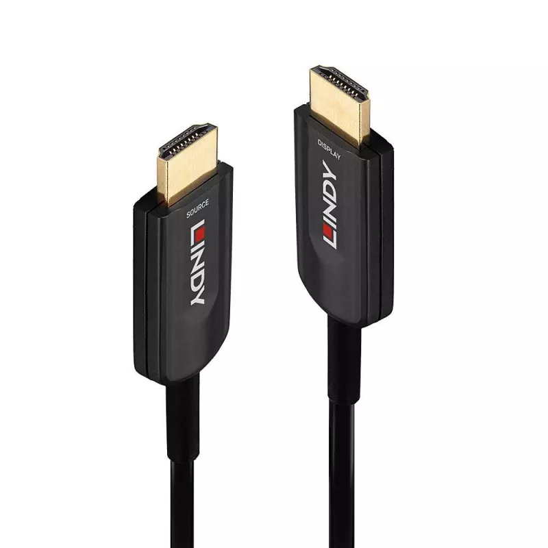 Lindy 20m Hibridinis šviesolaidinis itin didelės spartos HDMI laidas, 20 m, HDMI A tipo (standartinis), HDMI A tipo (standartinis), 48 Gbit/s, garso grįžtamasis kanalas (ARC), juoda