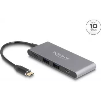 DeLOCK 4 prievadų USB Type-C šakotuvas 2 x USB Type-A 2 x USB Type-C 10 Gbps