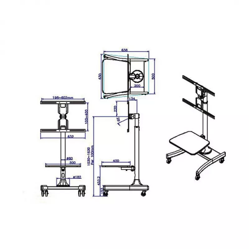 VALUE LCD-/TV-Rollstender, 27-47 colių, iki 35 kg, juodas