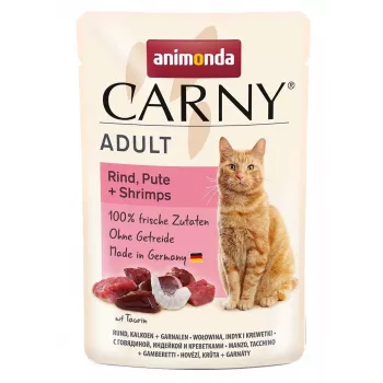 ANIMONDA Carny Adult jautiena, kalakutiena ir krevetės - šlapias kačių ėdalas - 85g