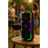 Nešiojamas stereo garsiakalbis SQUEAK SQ1009 – Bluetooth 5.3, 45W RMS, 10h baterija, FM, USB, AUX, LED, 1800 mAh, Juodas