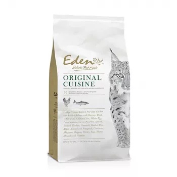 Sausas kačių ėdalas Eden Original Cousine 10 kg – pilnavertė mityba suaugusioms katėms, 43% baltymų, 23% riebalų, be grūdų ir glitimo