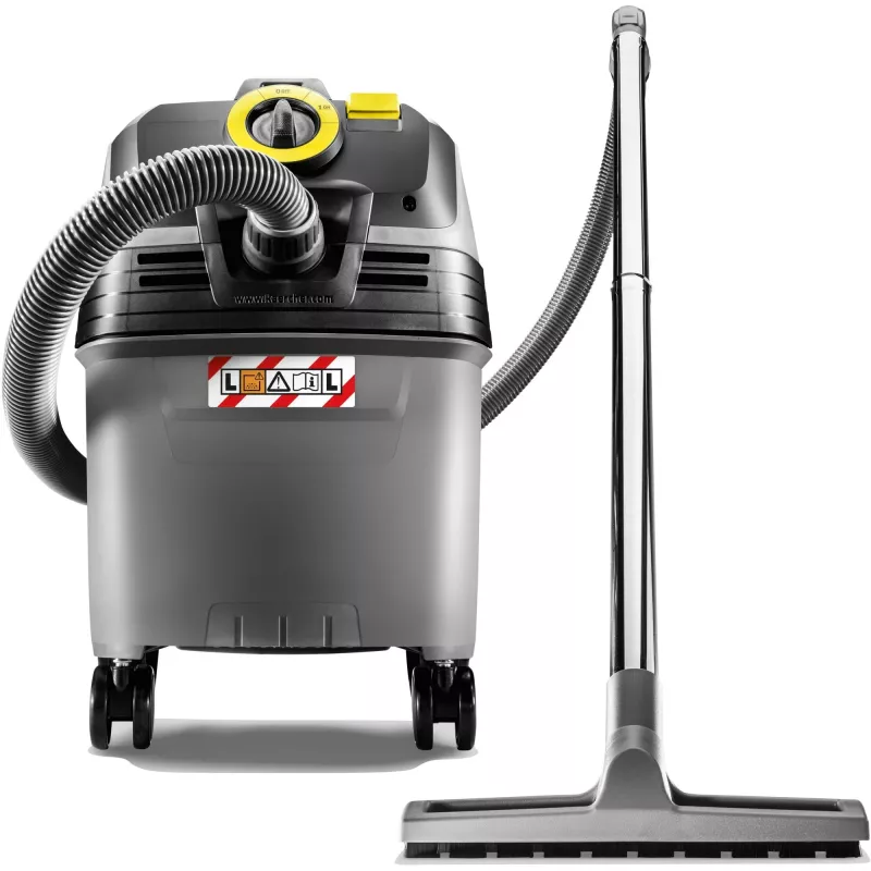 Būgninis dulkių siurblys Kärcher NT 30/1 Ap L — sausas ir šlapias valymas, 30 l talpa, 1380 W, 74 l/s oro srautas, 25,4 kPa